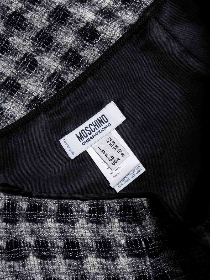 Moschino Wool Houndstooth Jacket Grey Black-designer resale