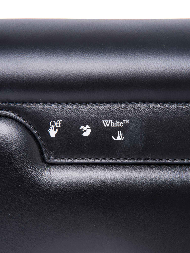 Off-White Leather Logo Burrow Leather Bag Black White-designer resale