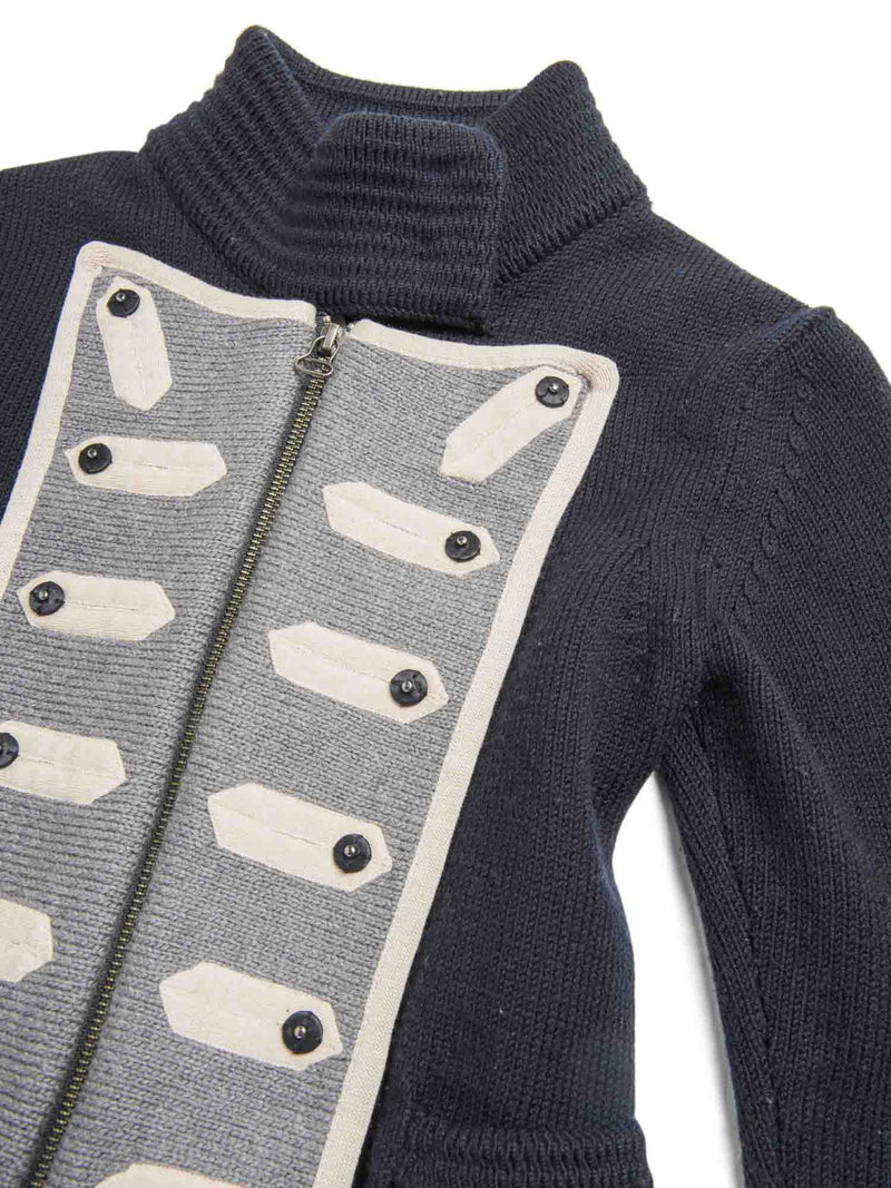 Phillip Lim Wool Military Sweater Jacket Navy Blue-designer resale