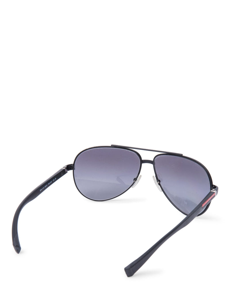 Prada Logo Aviator Sunglasses Black Red-designer resale