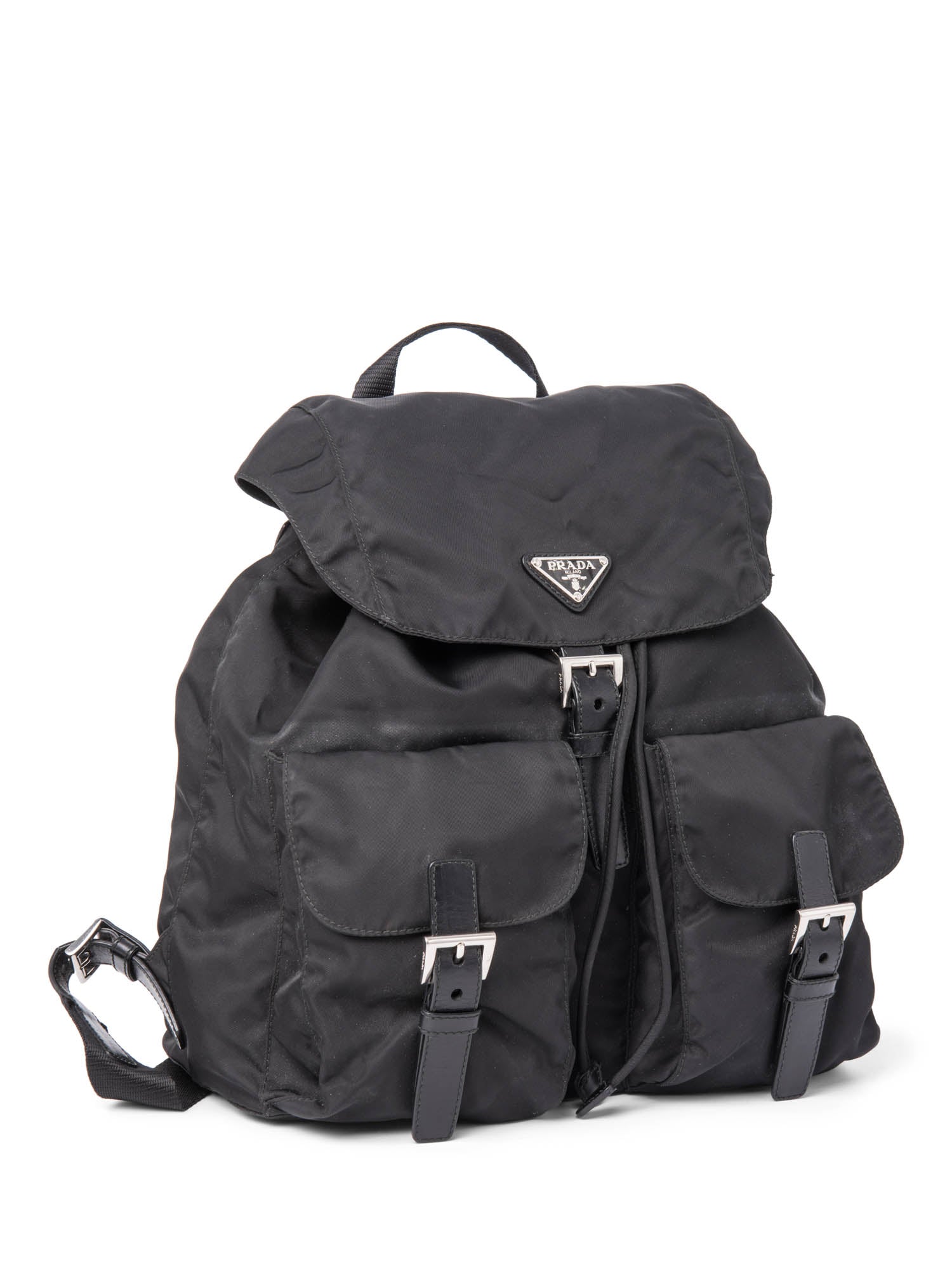 Prada Logo Nylon Medium Backpack Black-designer resale