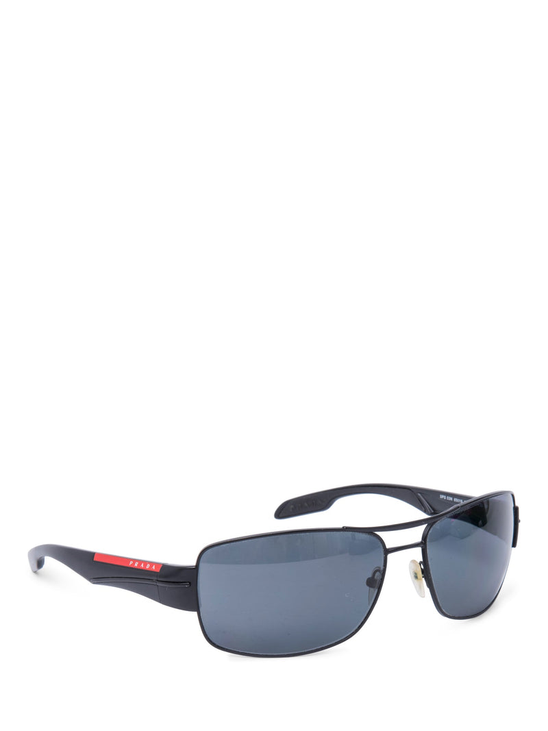 Prada Logo Sport Aviator Sunglasses Black Red-designer resale