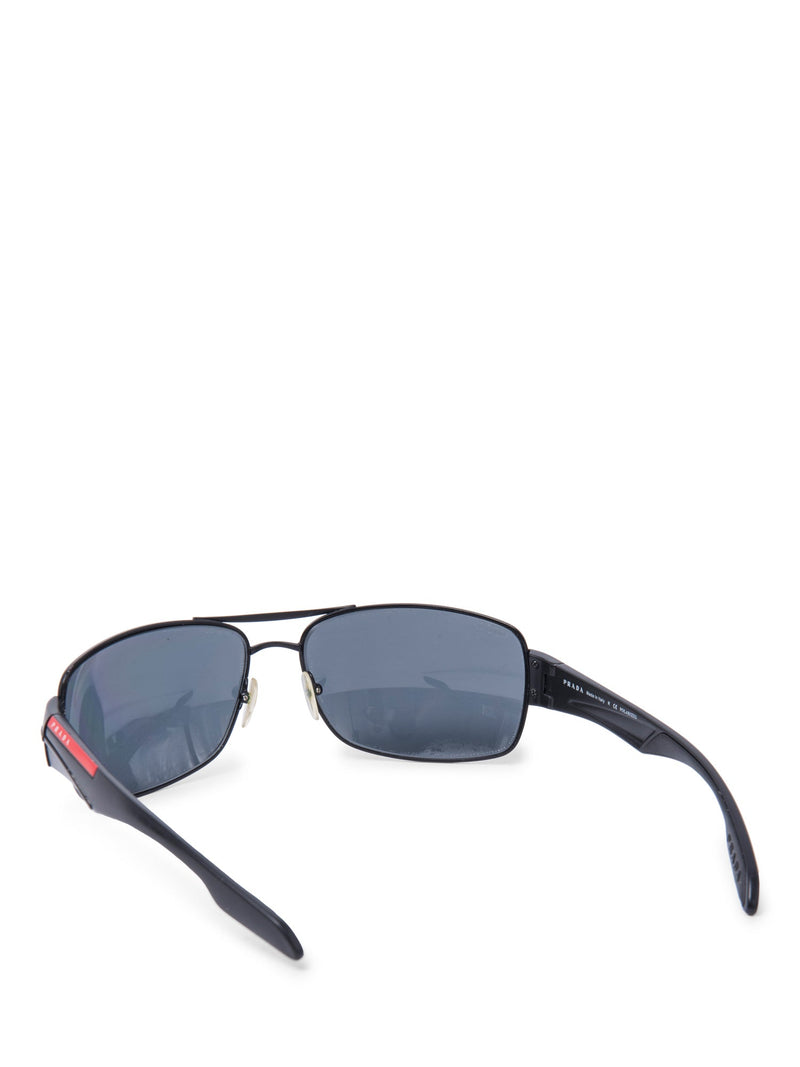 Prada Logo Sport Aviator Sunglasses Black Red-designer resale