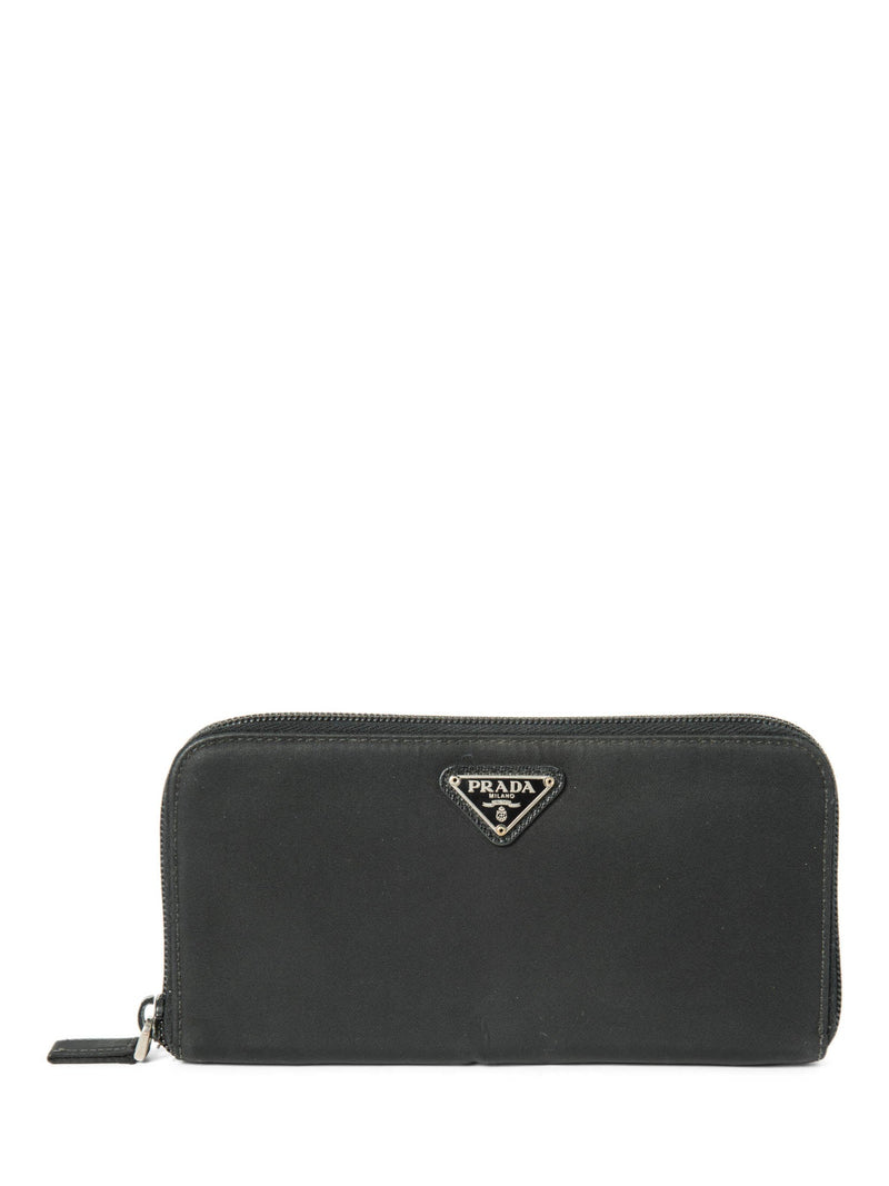 Prada Logo Tessuto Long Wallet Black-designer resale