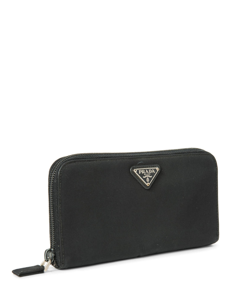 Prada Logo Tessuto Long Wallet Black-designer resale