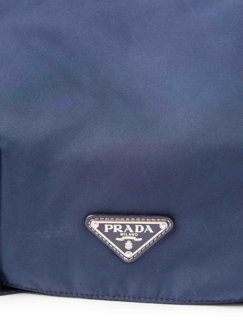 Prada Logo Tessuto Nylon Messenger Bag Navy Blue-designer resale