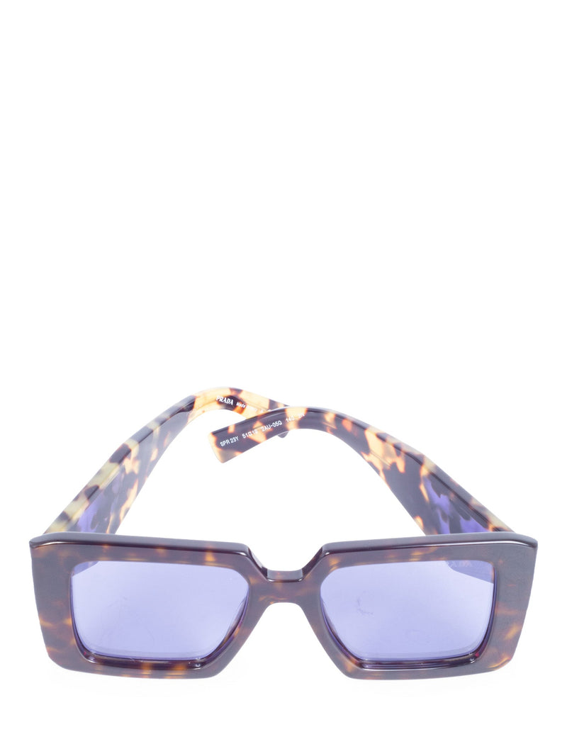 Prada Logo Tortoise Rectangle Sunglasses Brown Purple-designer resale