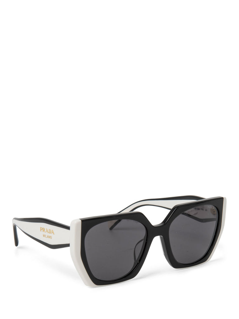Prada Logo Two Tone Sunglasses Black White-designer resale