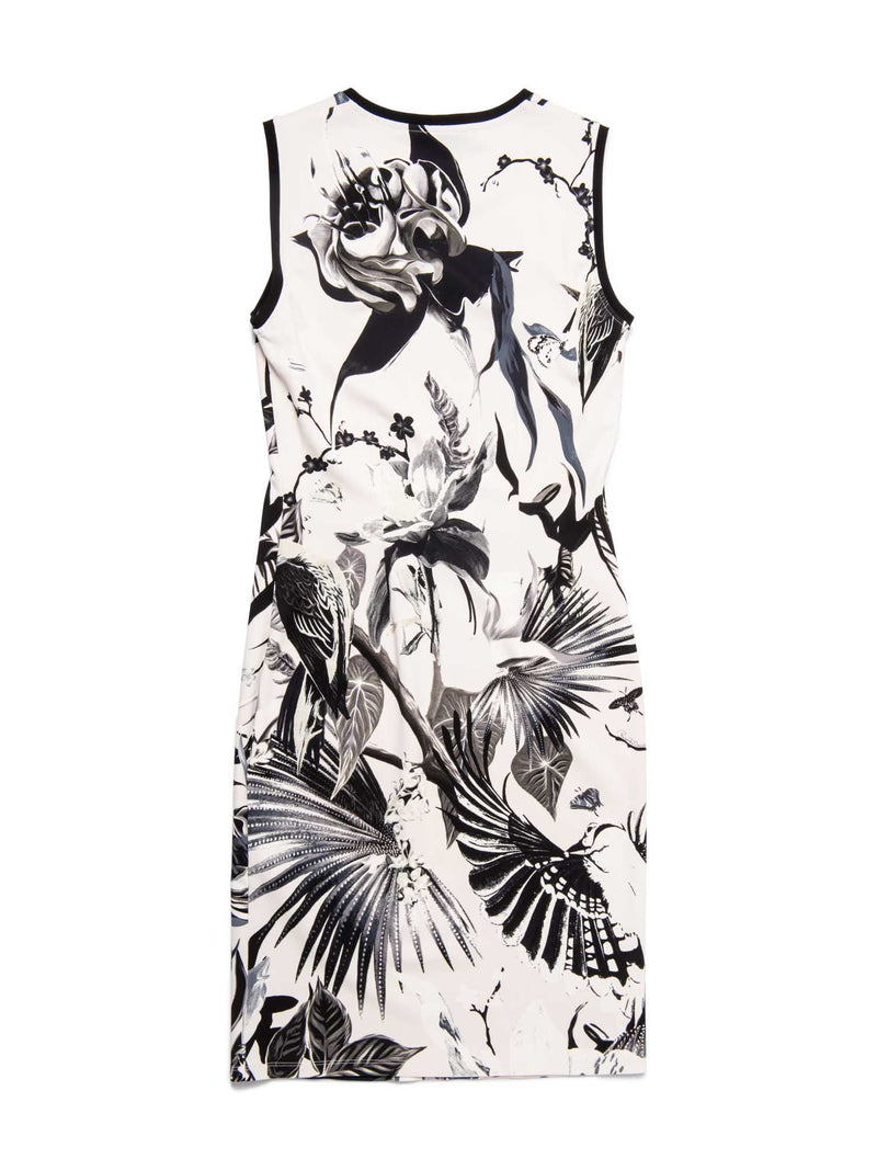 Roberto Cavali Floral Bodycon Dress Black White-designer resale