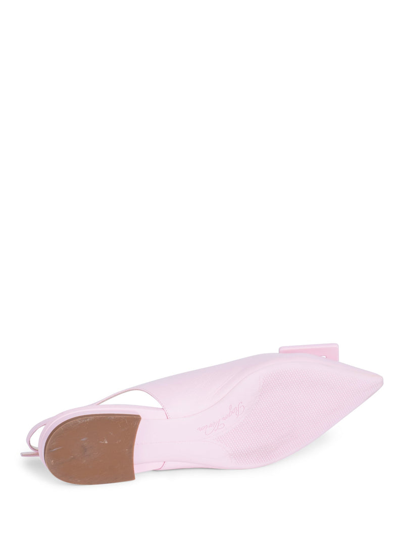 Roger Vivier Logo Leather Slingback Pointed Toe Ballet Flats Pink-designer resale