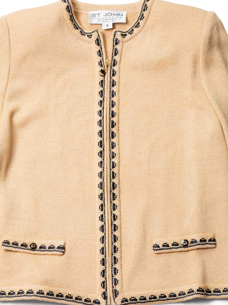 St John Knit Fringe Jacket Beige-designer resale