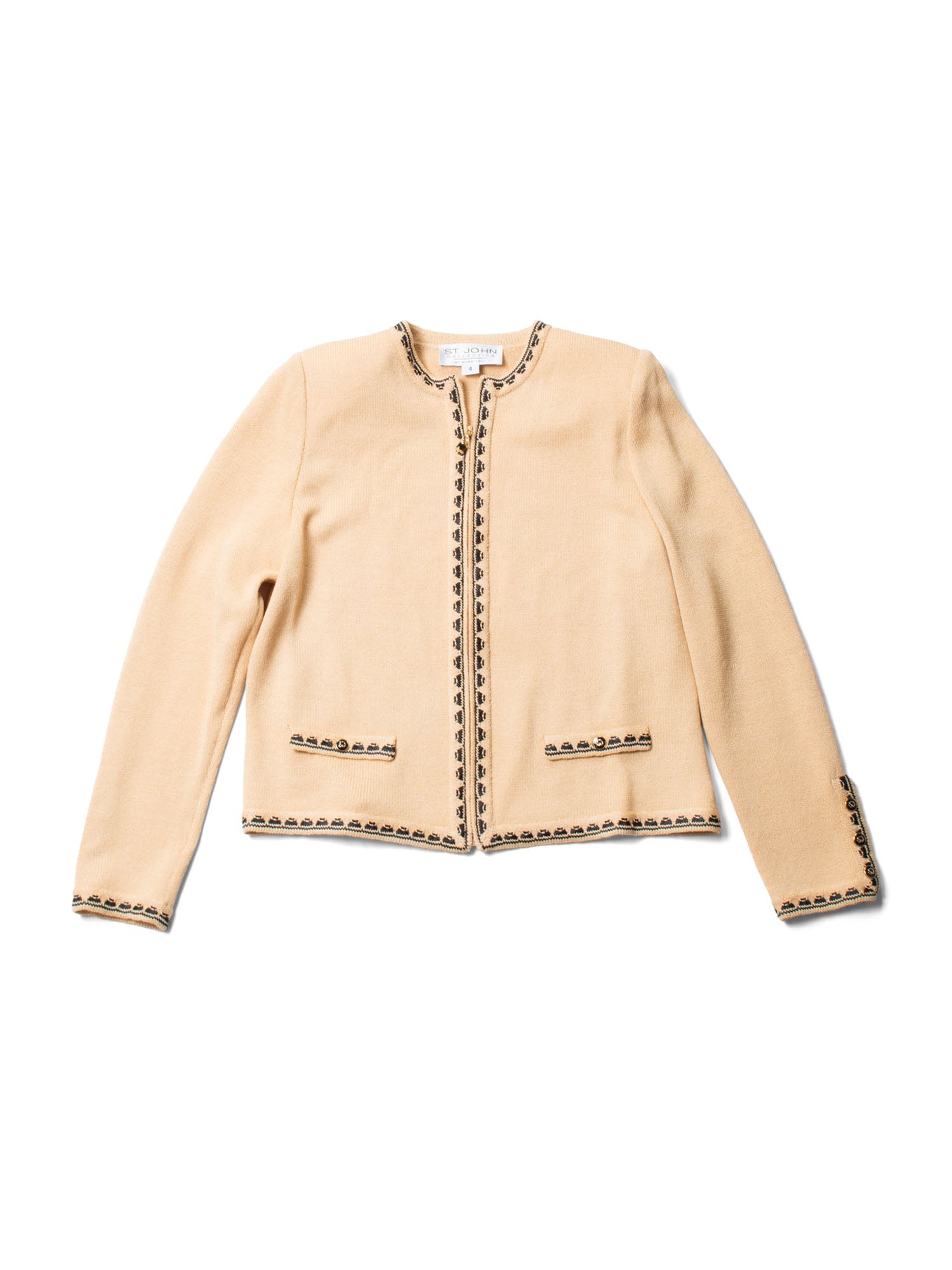 St John Knit Fringe Jacket Beige-designer resale