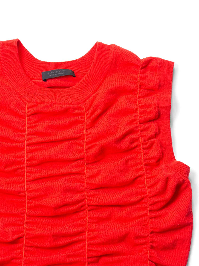 The Row Knit Rushed Sleeveless Blouse Red-designer resale