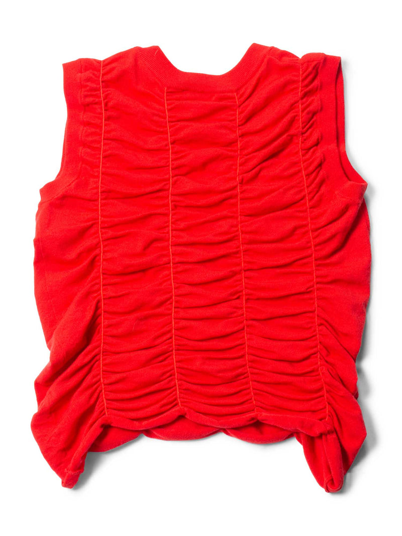 The Row Knit Rushed Sleeveless Blouse Red-designer resale