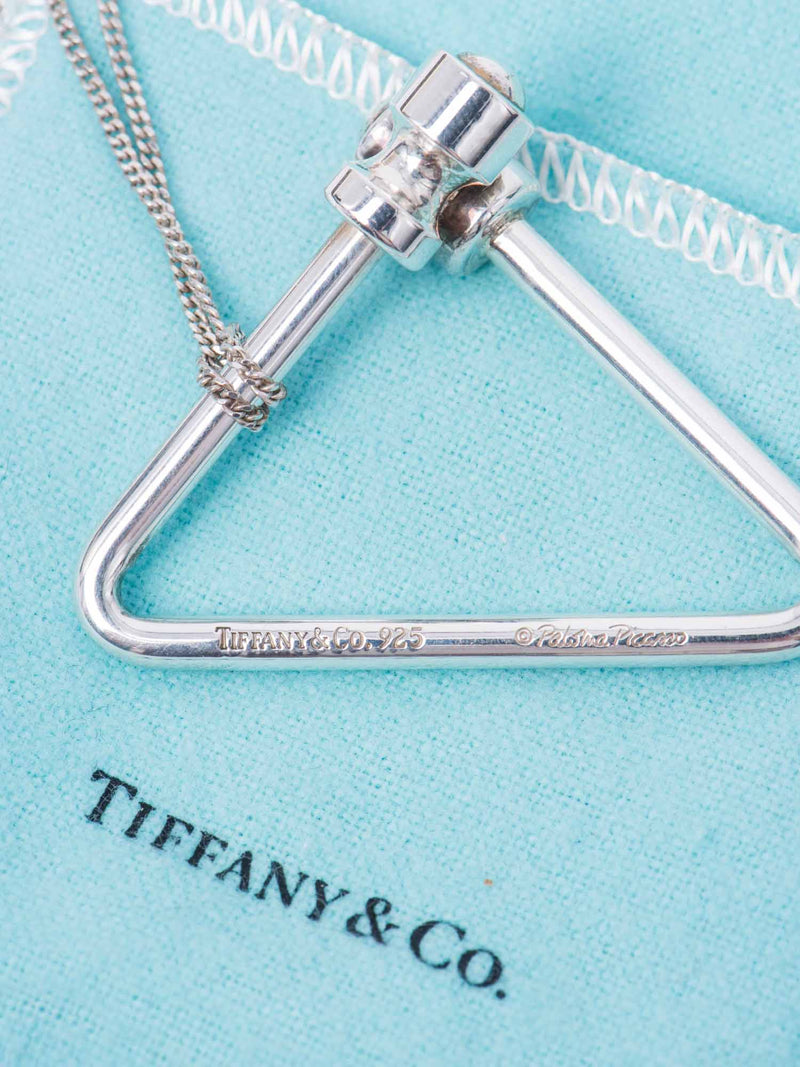 Tiffany & Co. Sterling Silver Paloma Picasso Abstract Triangle Necklace-designer resale