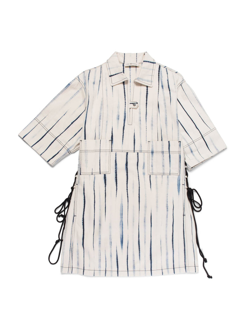 Tory Burch Denim Striped Dress White Blue-designer resale