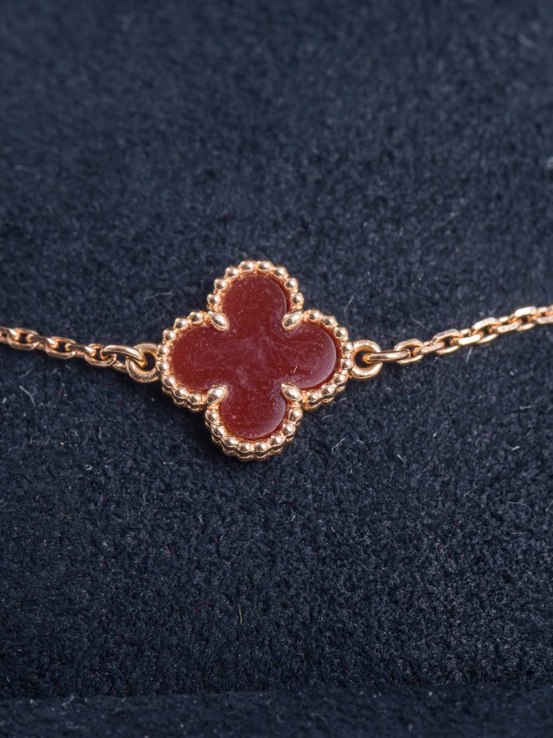 Van Cleef & Arpels Sweet Alhambra Clover Red Carnelian Rose Gold Pendant  Necklace Van Cleef & Arpels