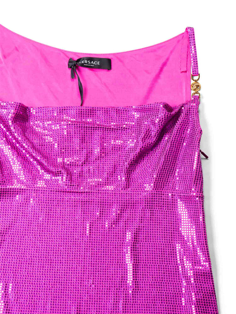 Versace Logo Sequins Sleeveless Mini Dress Pink-designer resale