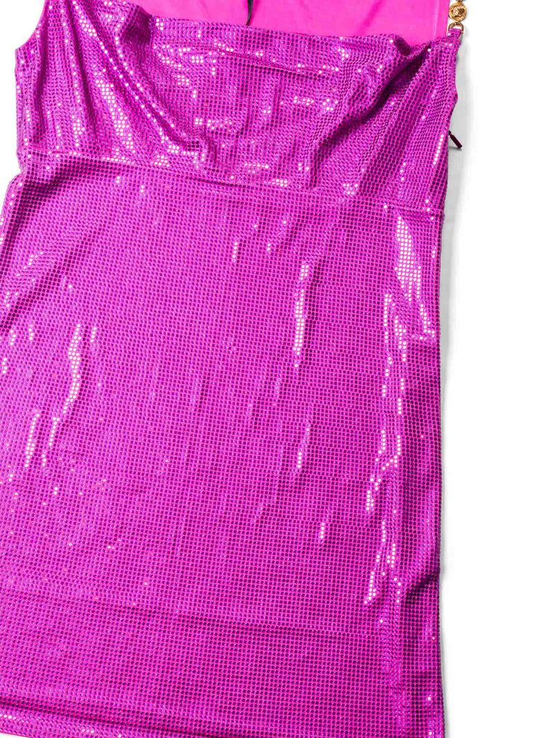 Versace Logo Sequins Sleeveless Mini Dress Pink-designer resale