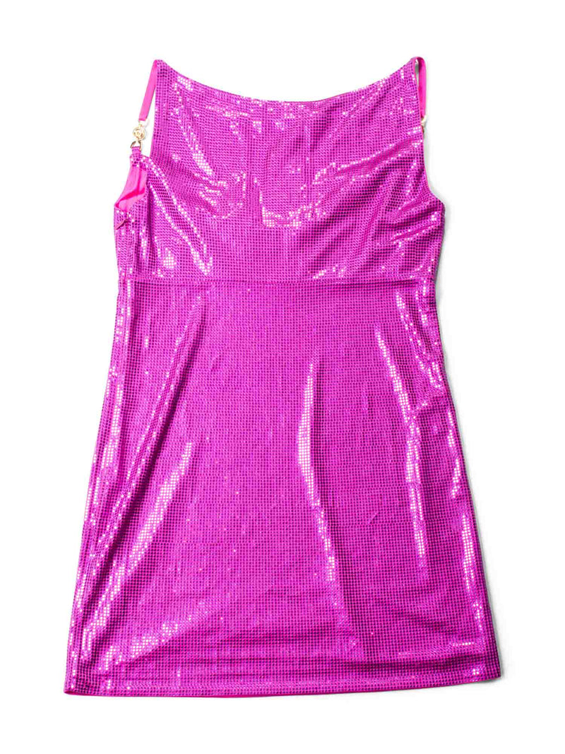 Versace Logo Sequins Sleeveless Mini Dress Pink-designer resale