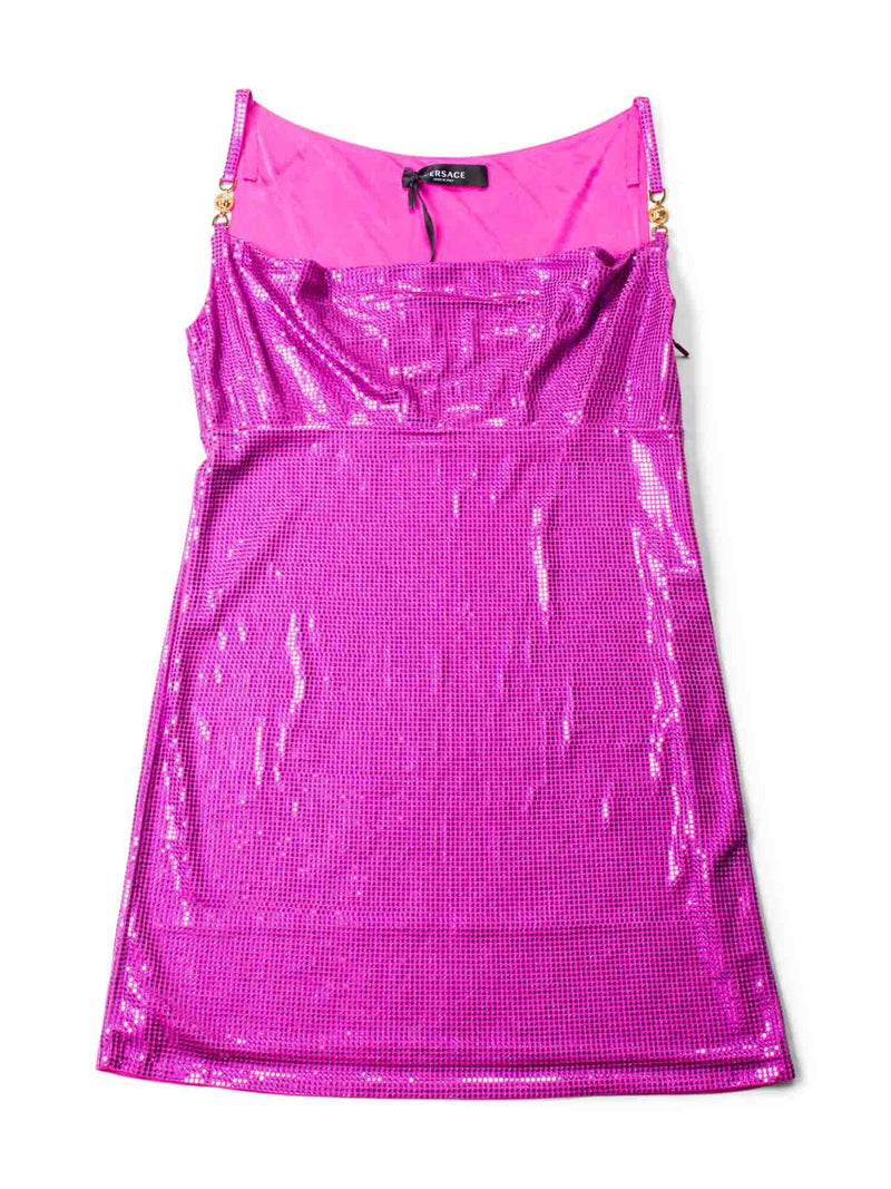 Versace Logo Sequins Sleeveless Mini Dress Pink-designer resale