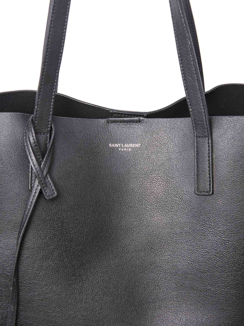 Yves Saint Laurent Leather East-West Fringe Tote Bag Black-designer resale