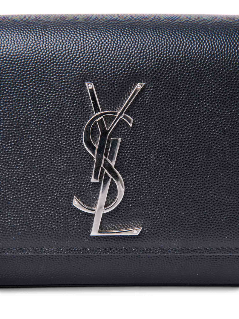 Yves Saint Laurent Leather Kate Small Messenger Bag Black Silver-designer resale