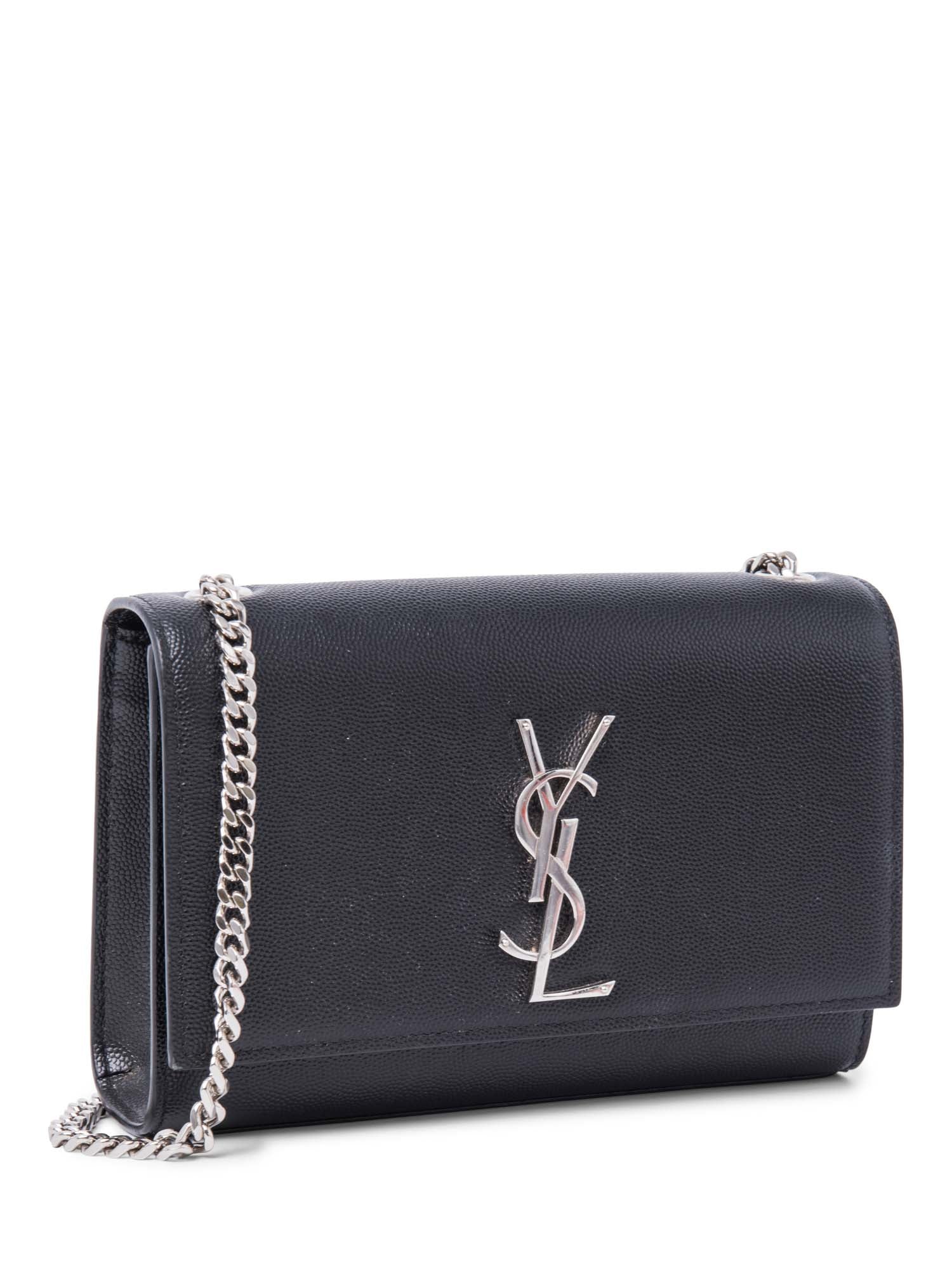 Yves Saint Laurent Leather Kate Small Messenger Bag Black Silver-designer resale