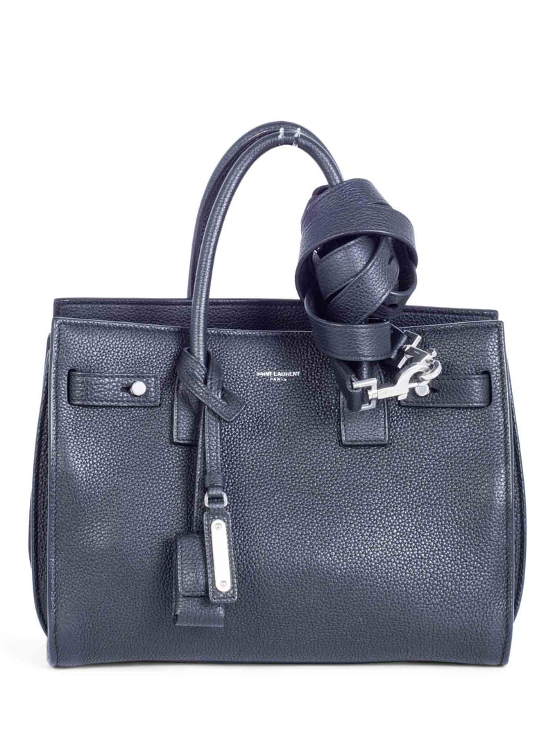 Yves Saint Laurent Logo Leather Baby Sac Du Jour Bag Black-designer resale