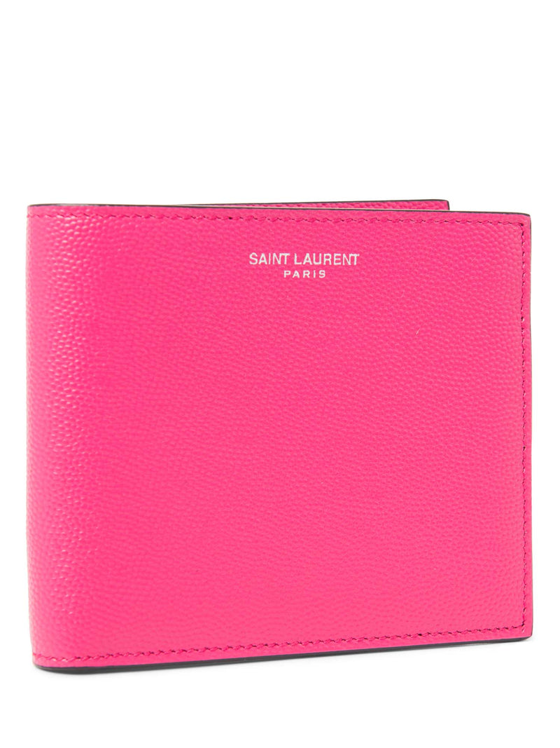 Yves Saint Laurent Logo Leather Bifold Wallet Pink-designer resale