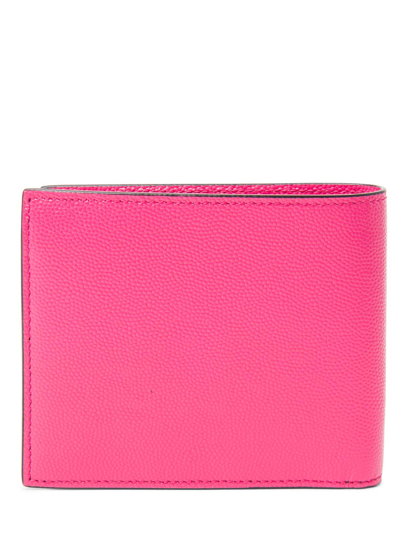 Yves Saint Laurent Logo Leather Bifold Wallet Pink-designer resale