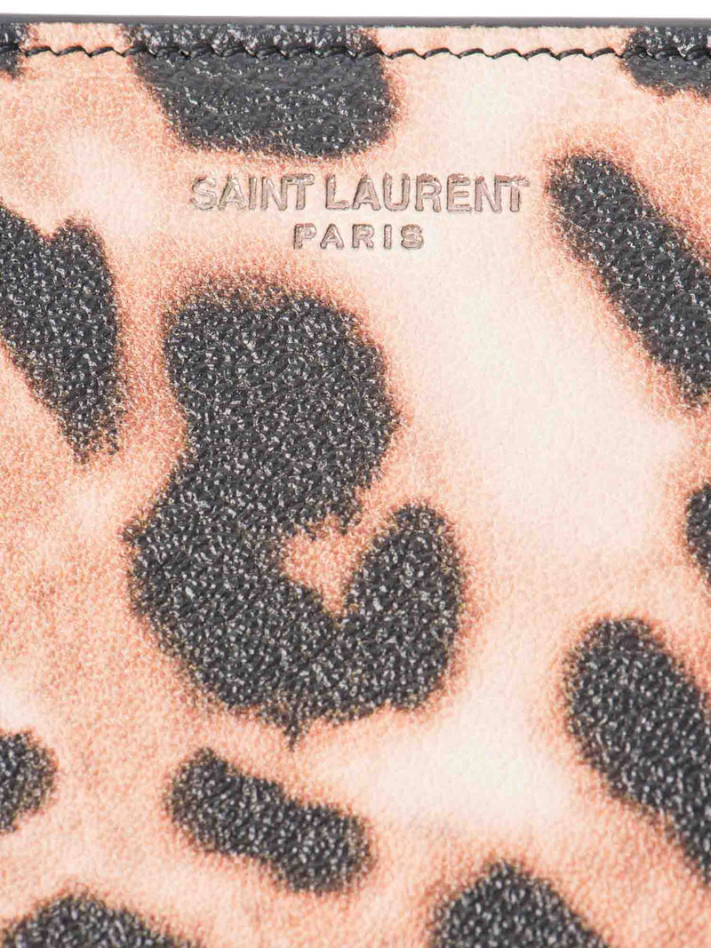 Yves Saint Laurent Logo Leopard Print Wallet Brown Black-designer resale