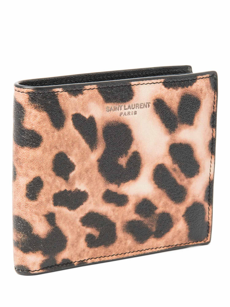 Yves Saint Laurent Logo Leopard Print Wallet Brown Black-designer resale