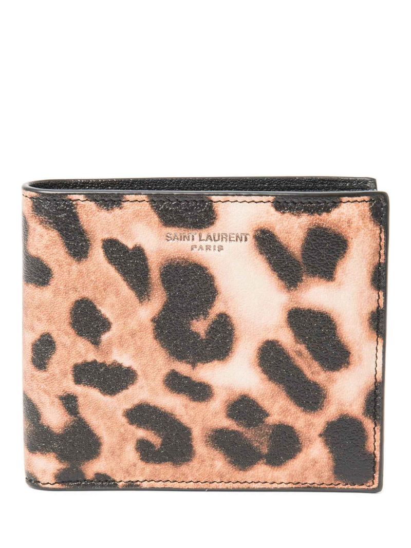 Yves Saint Laurent Logo Leopard Print Wallet Brown Black-designer resale