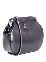 Armani Collezioni Shiny Leather Messenger Bag Black