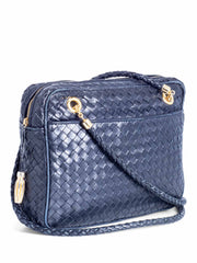 BOTTEGA VENETA 245354 Intrecciato Nodini Pochette Shoulder Bag Lamb Leather  blue