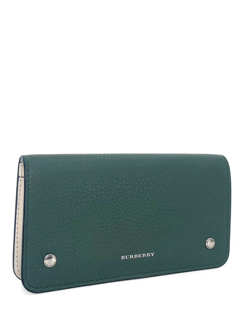 Burberry Logo Leather Bi-fold Wallet Hunter Green-designer resale