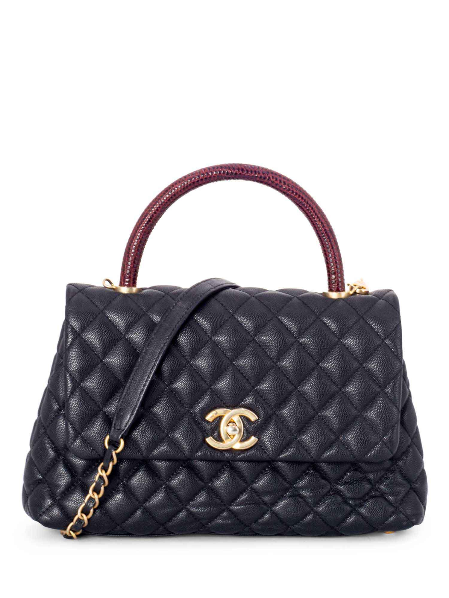 CHANEL Caviar Coco Top Handle Medium Flap Bag