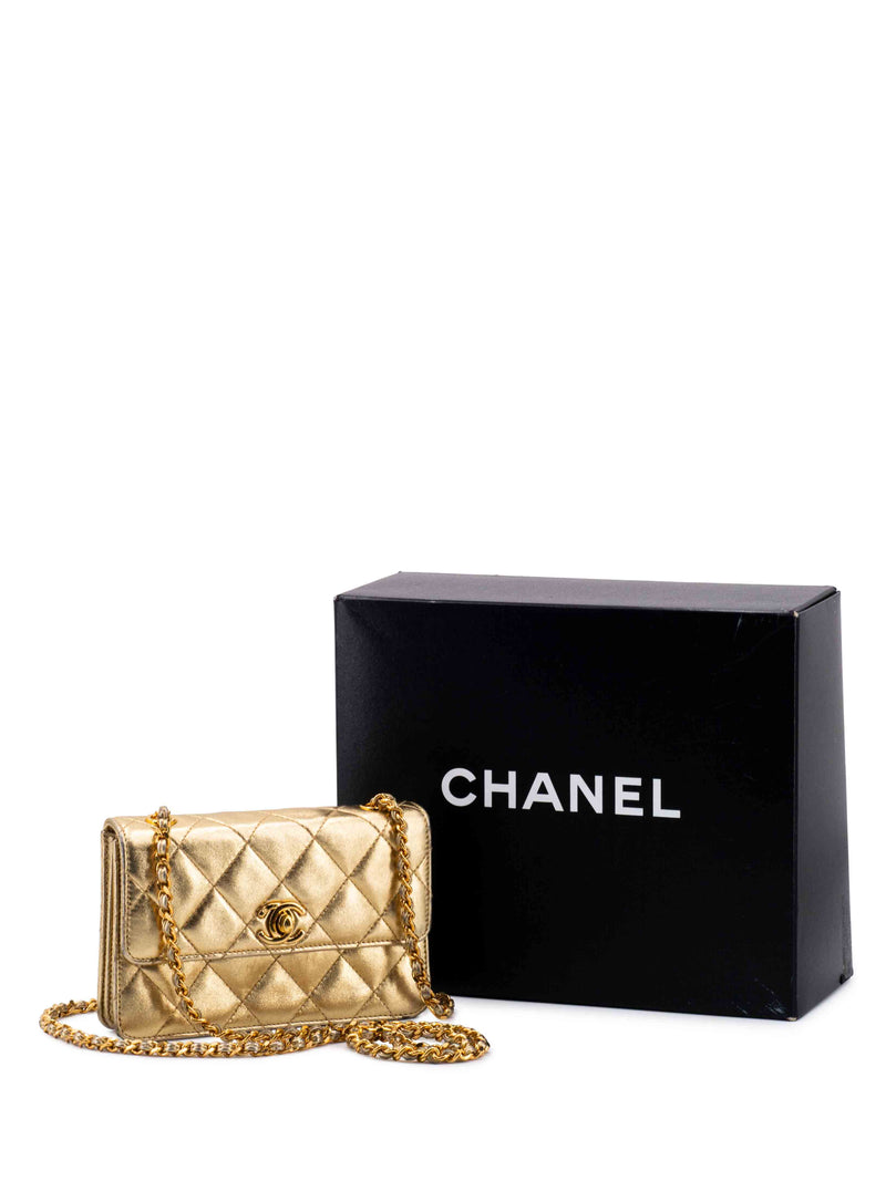 CHANEL MINI QUILTED FLAP GOLD