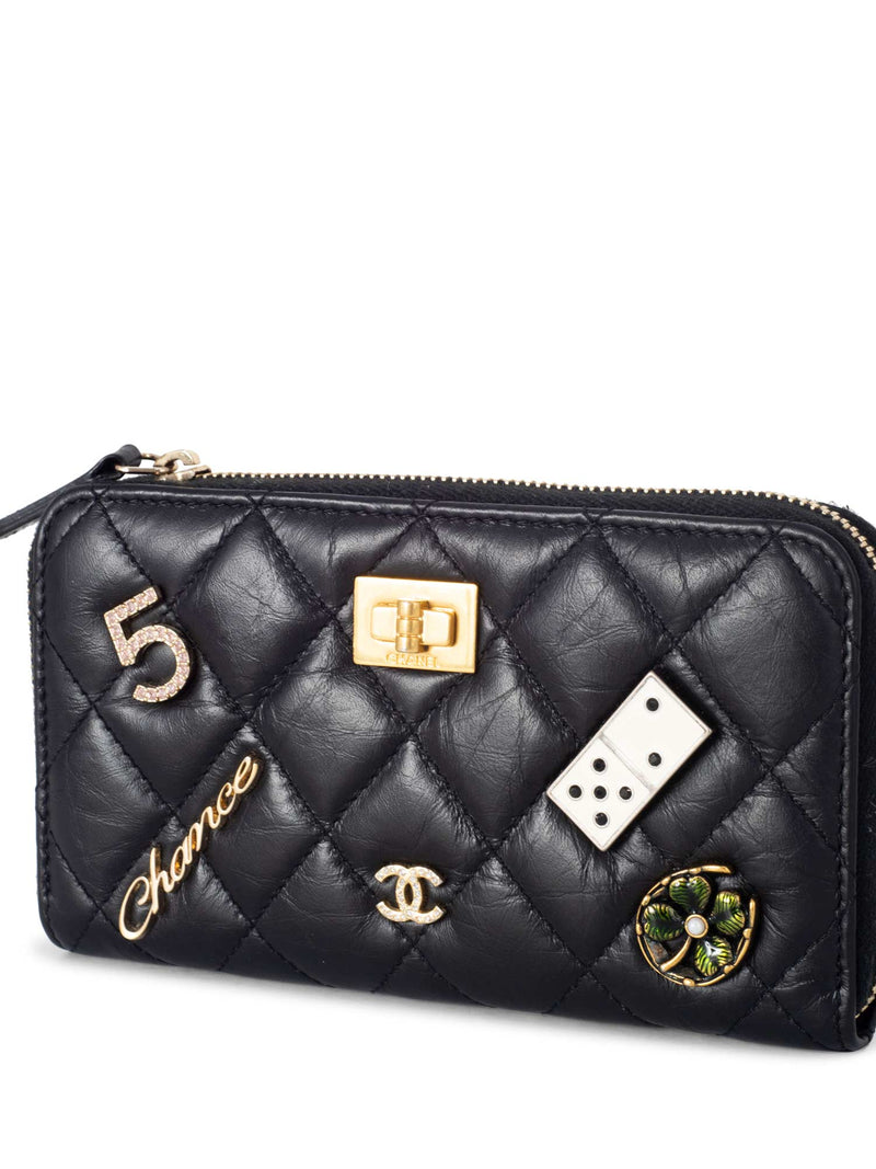 Chanel Quilted Wallet on Chain WOC Chain Around Black Lambskin Aged Go   Coco Approved Studio