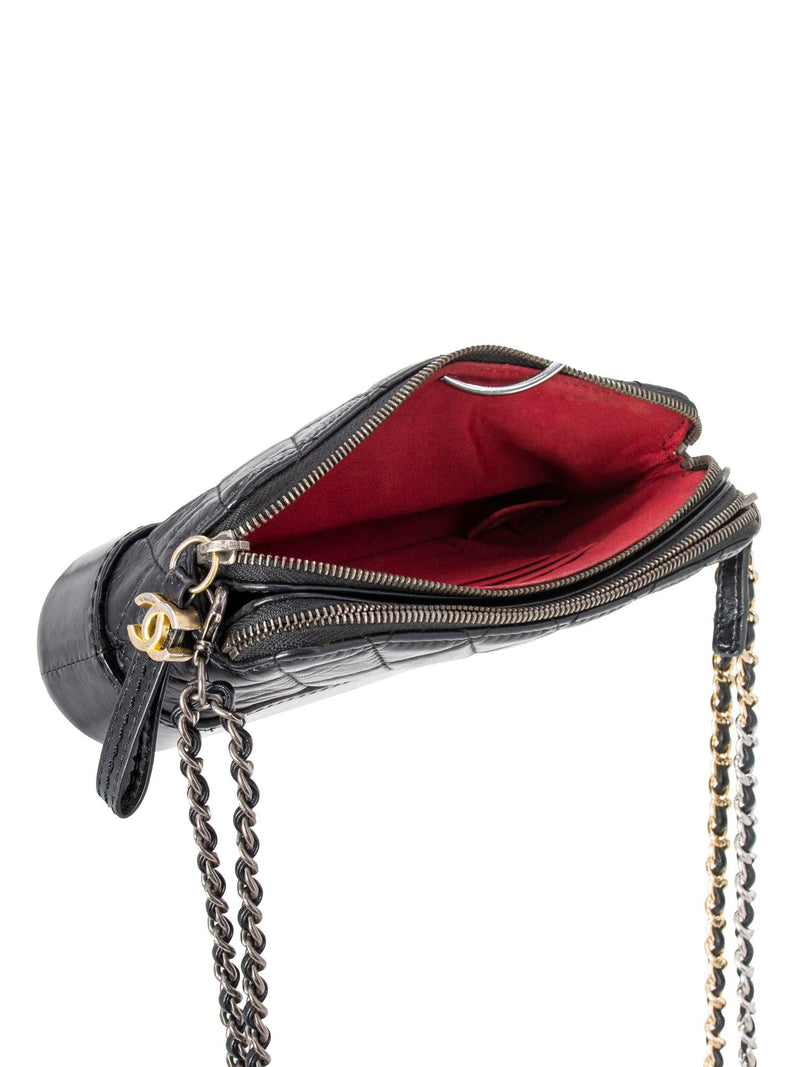 Pre Loved Chanel Gabrielle Chevron Shoulder Bag in Black Lambskin Leather