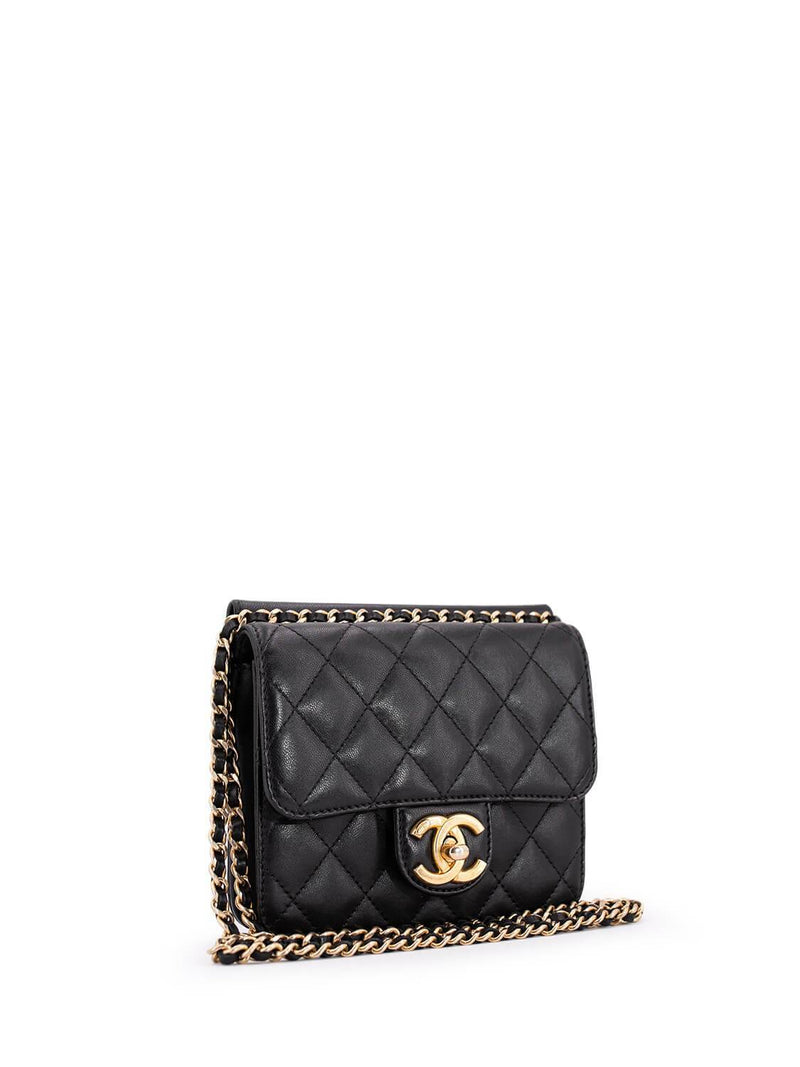 CHANEL Double Flap Small Caviar Leather Shoulder Bag Black-US