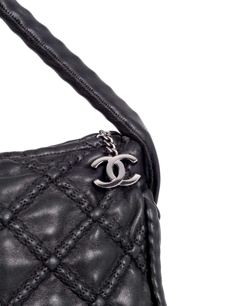 CHANEL Lambskin Quilted Large CC Funky Town Hobo Black 1205743