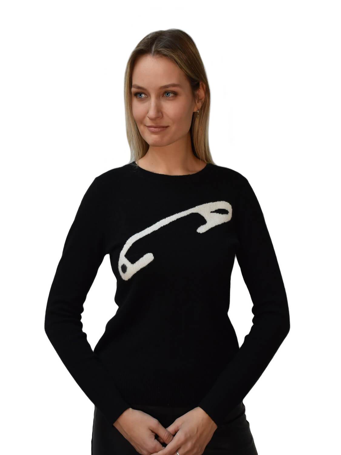 CODO Cashmere Pin Sweater Black White-designer resale