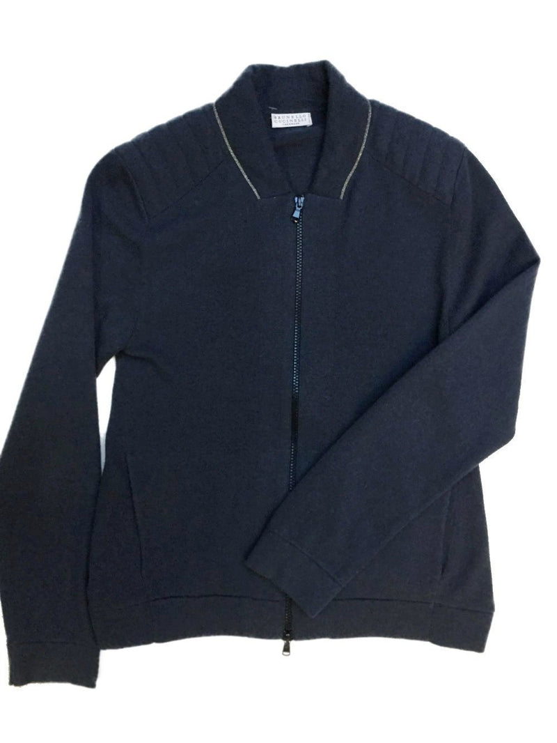 Cashmere Monili Sweater with Zipper-designer resale