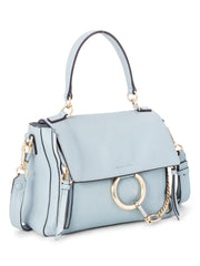 Chloe Pastel Grey Leather Embroidered Small Faye Day Bag - Yoogi's