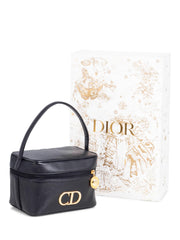 Christian Dior Leather Vanity Globe Trotter Bag Black