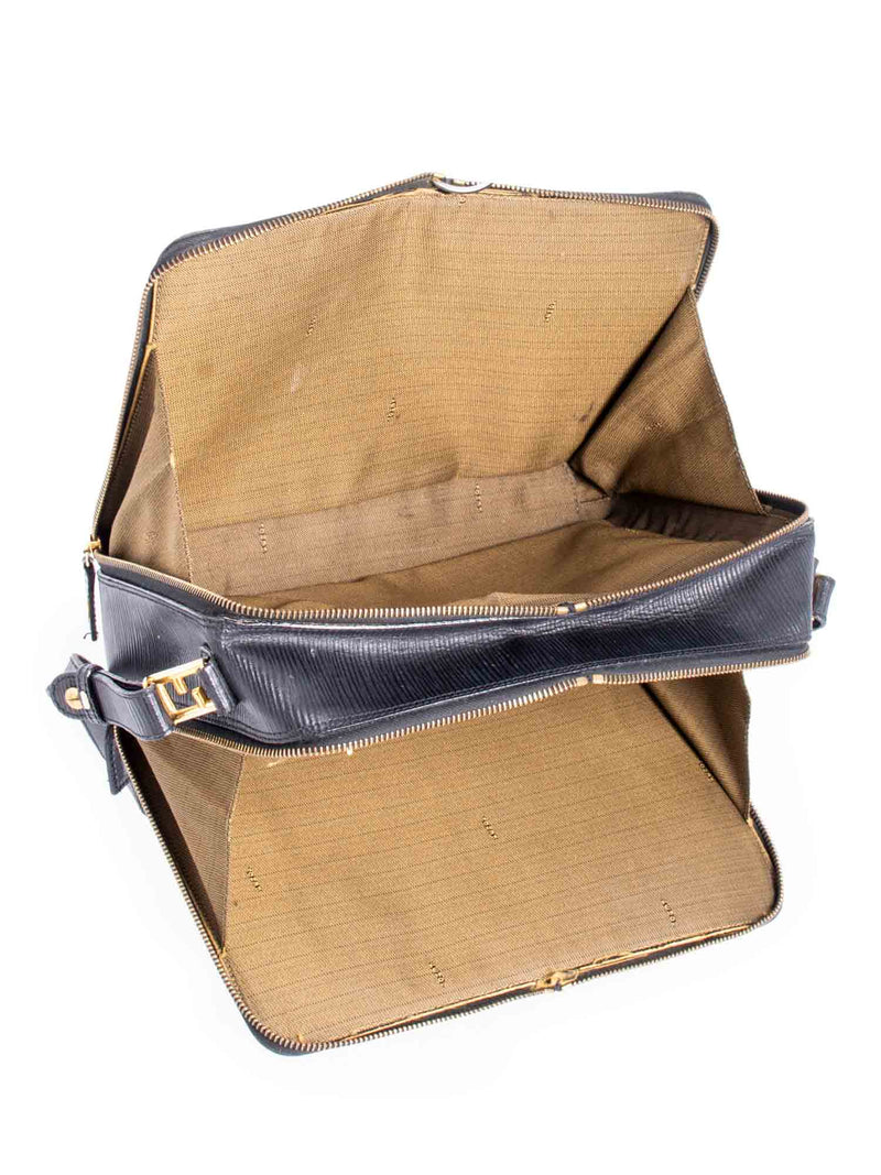 Auth FENDI Zucca Round Flap Mamma Baguette Shoulder Bag Canvas Vintage