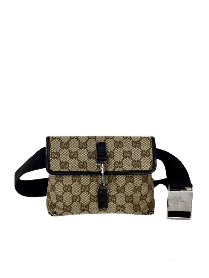 Gucci, Bags, Vintage Gucci Gg Supreme Canvas Leather Waist Bum Bag Black