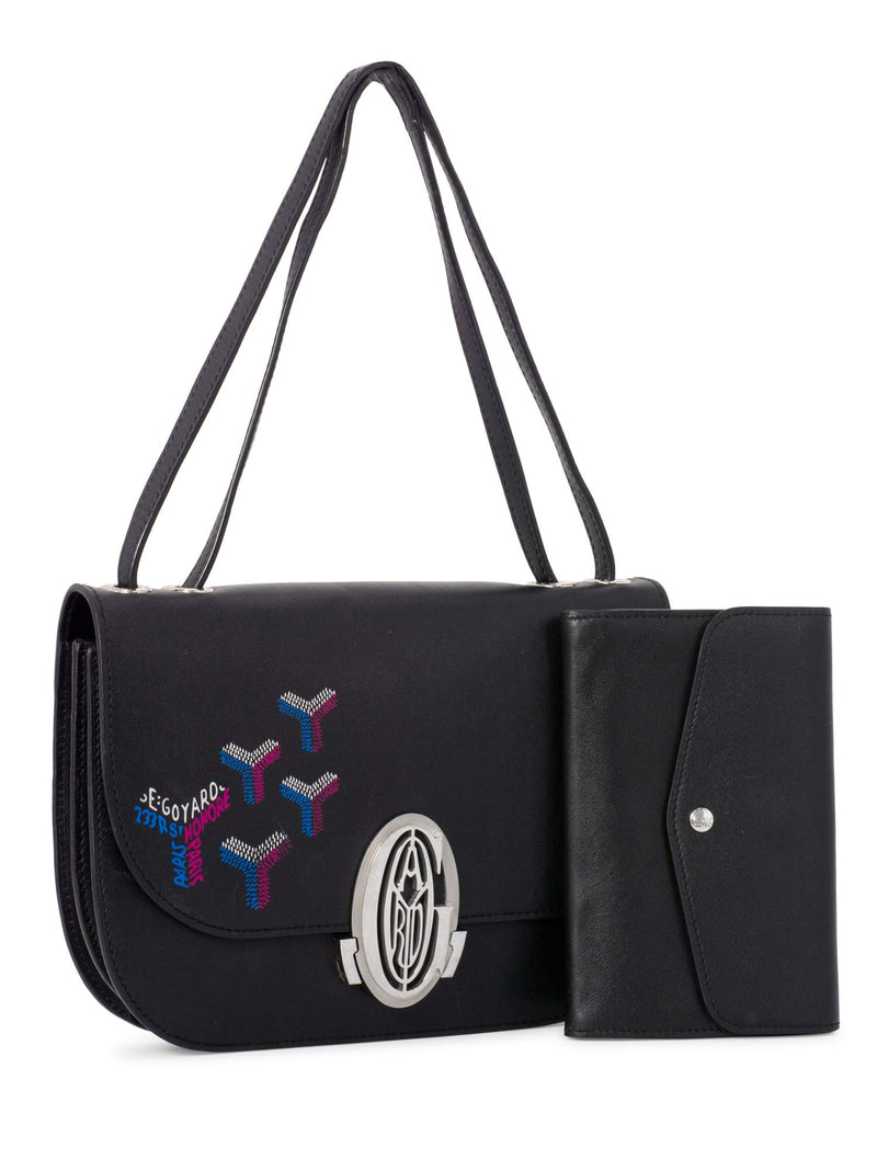 Black Goyard Double Strap Satchel Bag